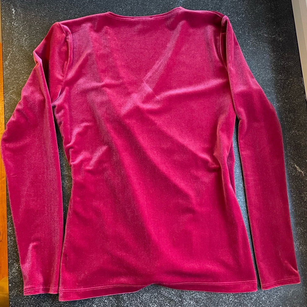 EUC J. Crew Pink Velvet Top V-Neck Women’s Extra Small (XS) Wrap Long Sleeve - Picture 2 of 5